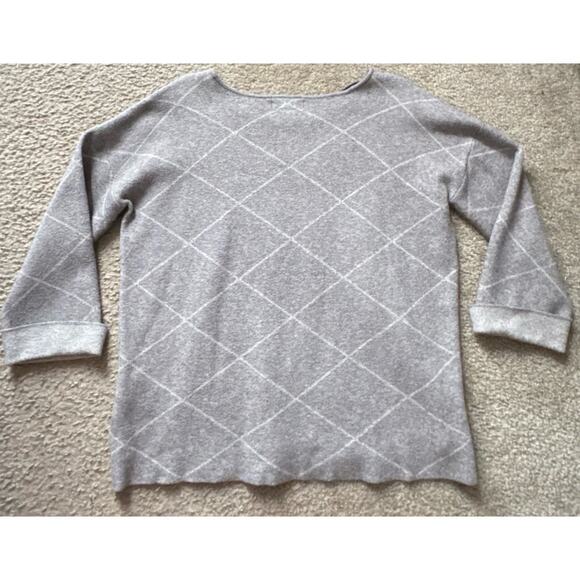 Cynthia Rowley Smart Heather Grey White Checked Soft Knit Jumper Women's Large - Picture 2 of 7